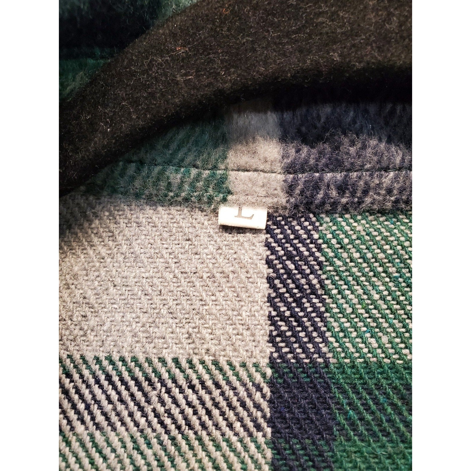 Womens Shacket Plaid Shirt Jacket L Green Blue Gray Flannel Oversized Button Up