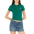Forever 21 Womens Polo Shirt M Green Teddy Bear Embroidered Cropped Short Sleeve