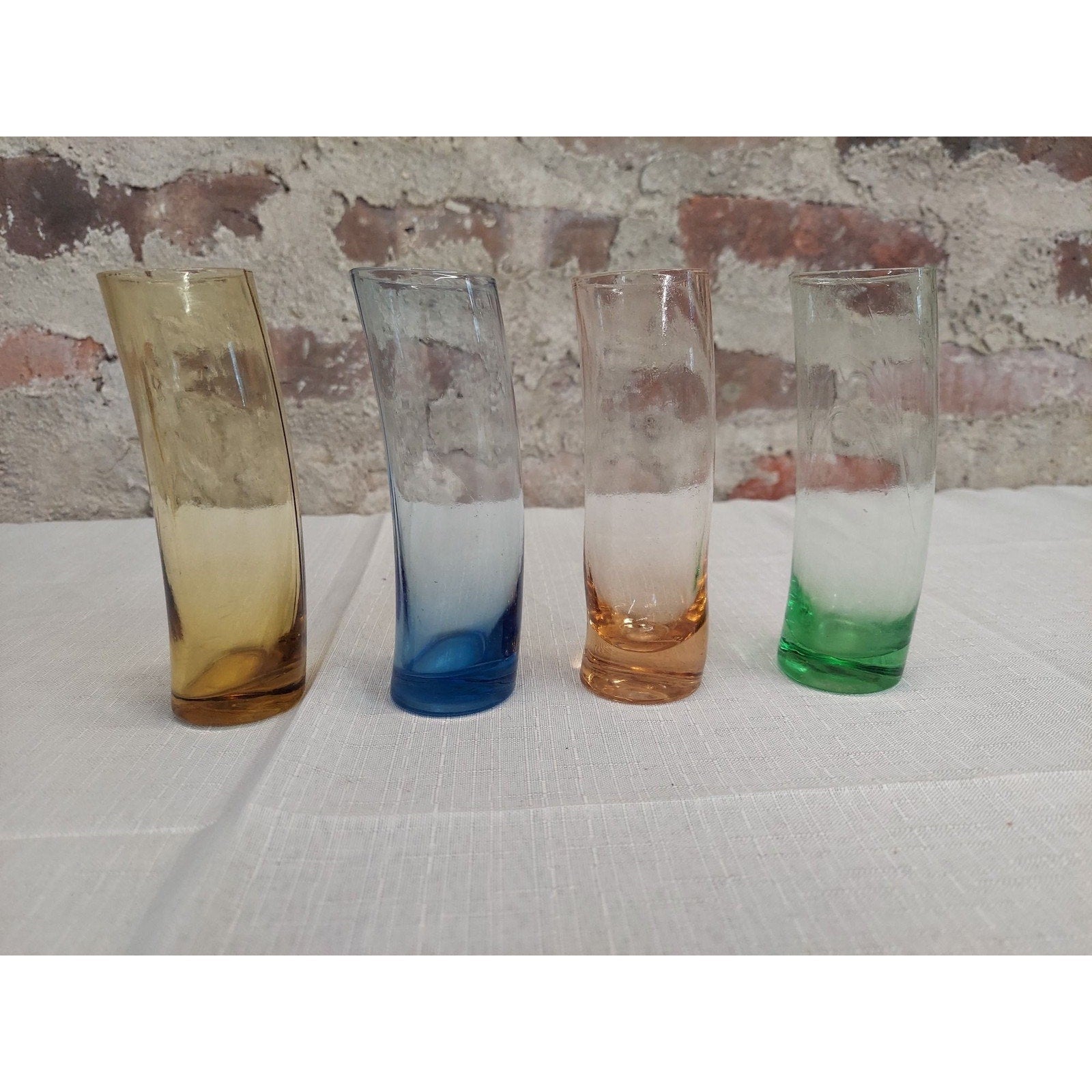 Tilted Shot Glasses Set of 4 Multicolor Leaning Shooter Barware Tumblers 5 Inch