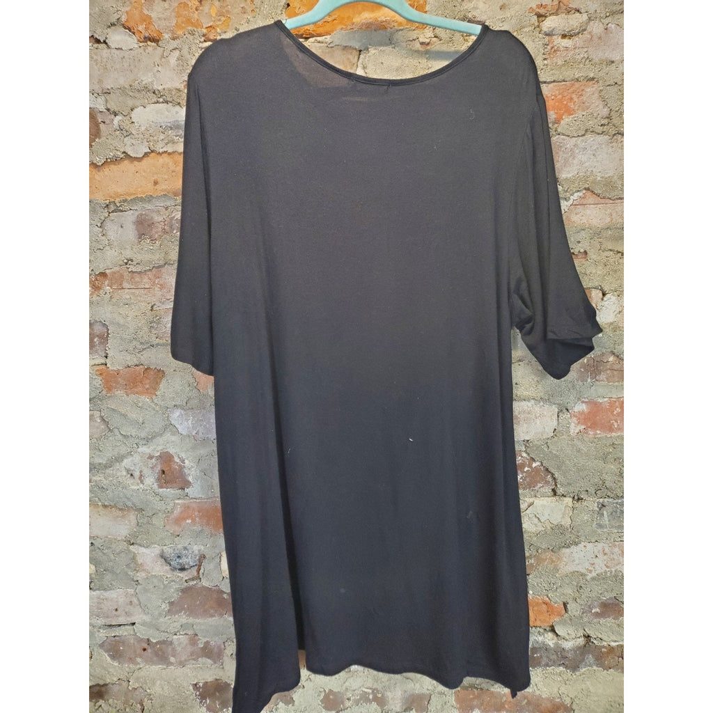 Bobeau And Rose Womens Tunic Top Size 2 Black Cutout Front Short Sleeve