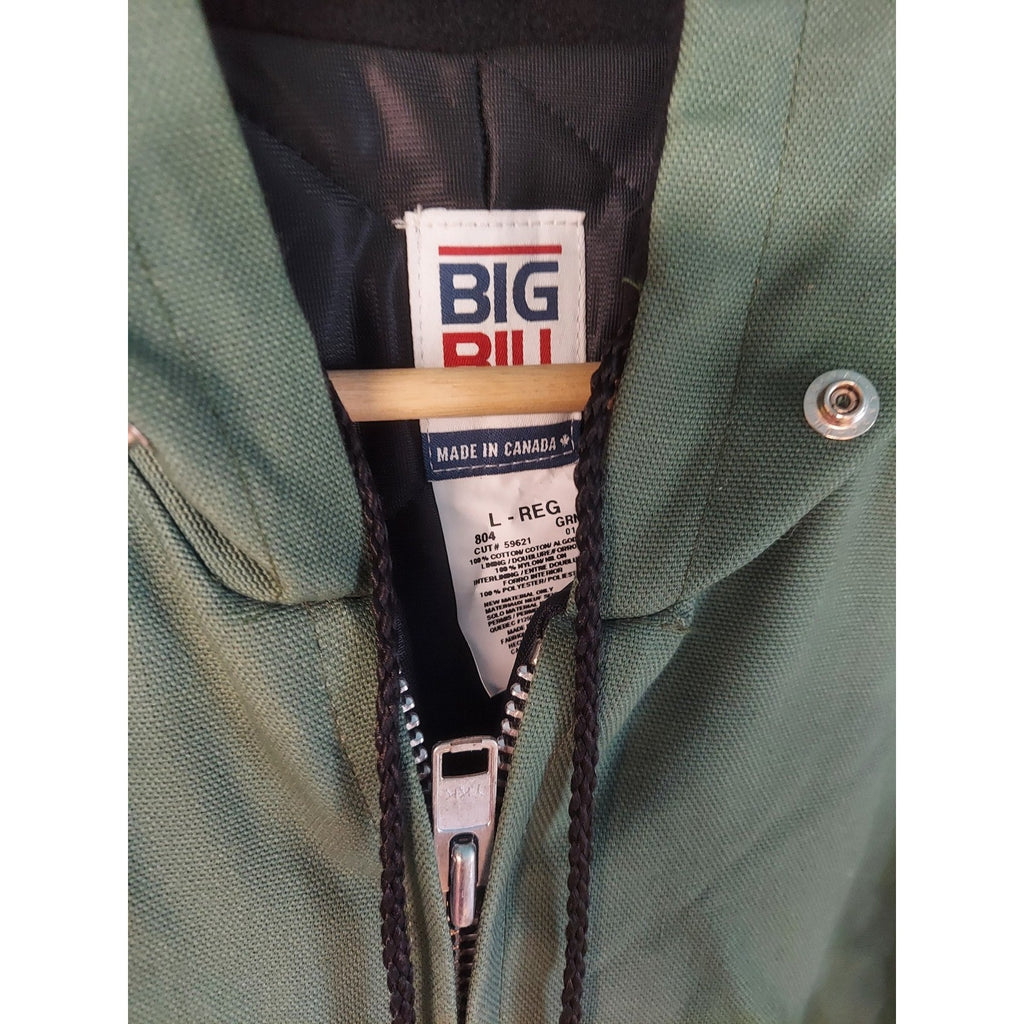 BIG BILL Mens Insulated Coverall L Regular Dark Green Hooded Full Zip Workwear