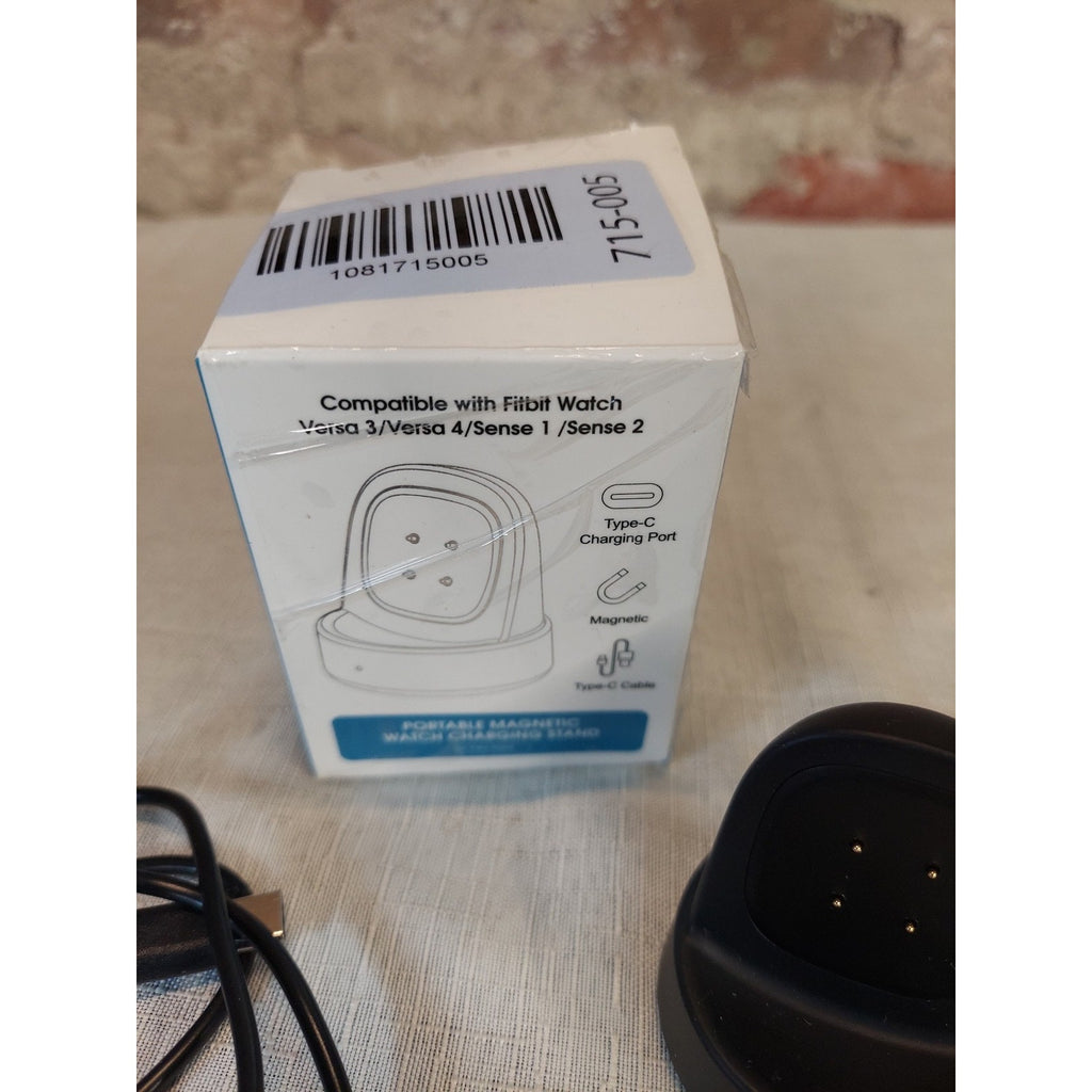 Fitbit Watch Charging Stand Versa 3 4 Sense 1 2 Magnetic Type C Port Cable Black