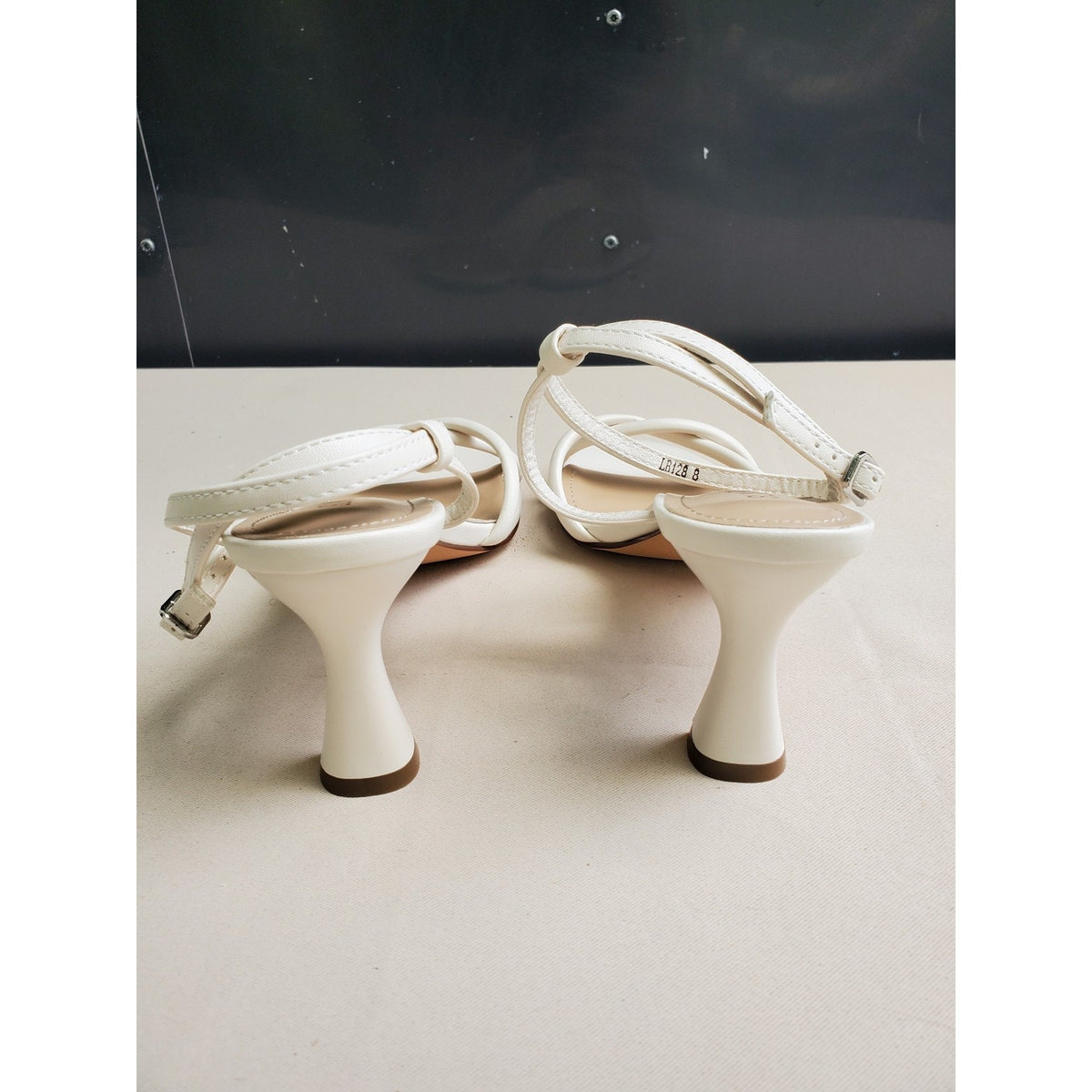 SLXCHBSL Womens Heeled Sandals Size 8 White Ankle Strap Open Toe Dress Party