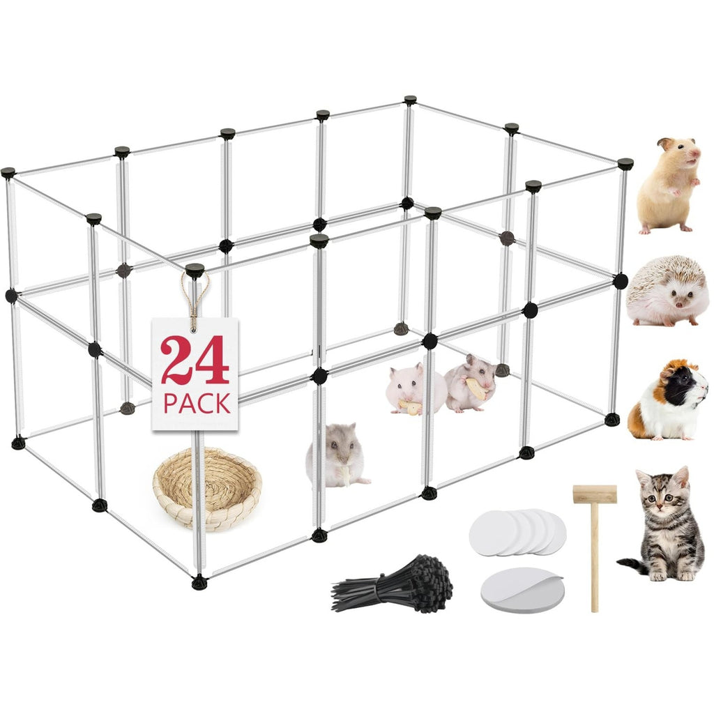 Small Animal Playpen Hamster Guinea Pig Hedgehog Kitten Modular 24 Pack Clear