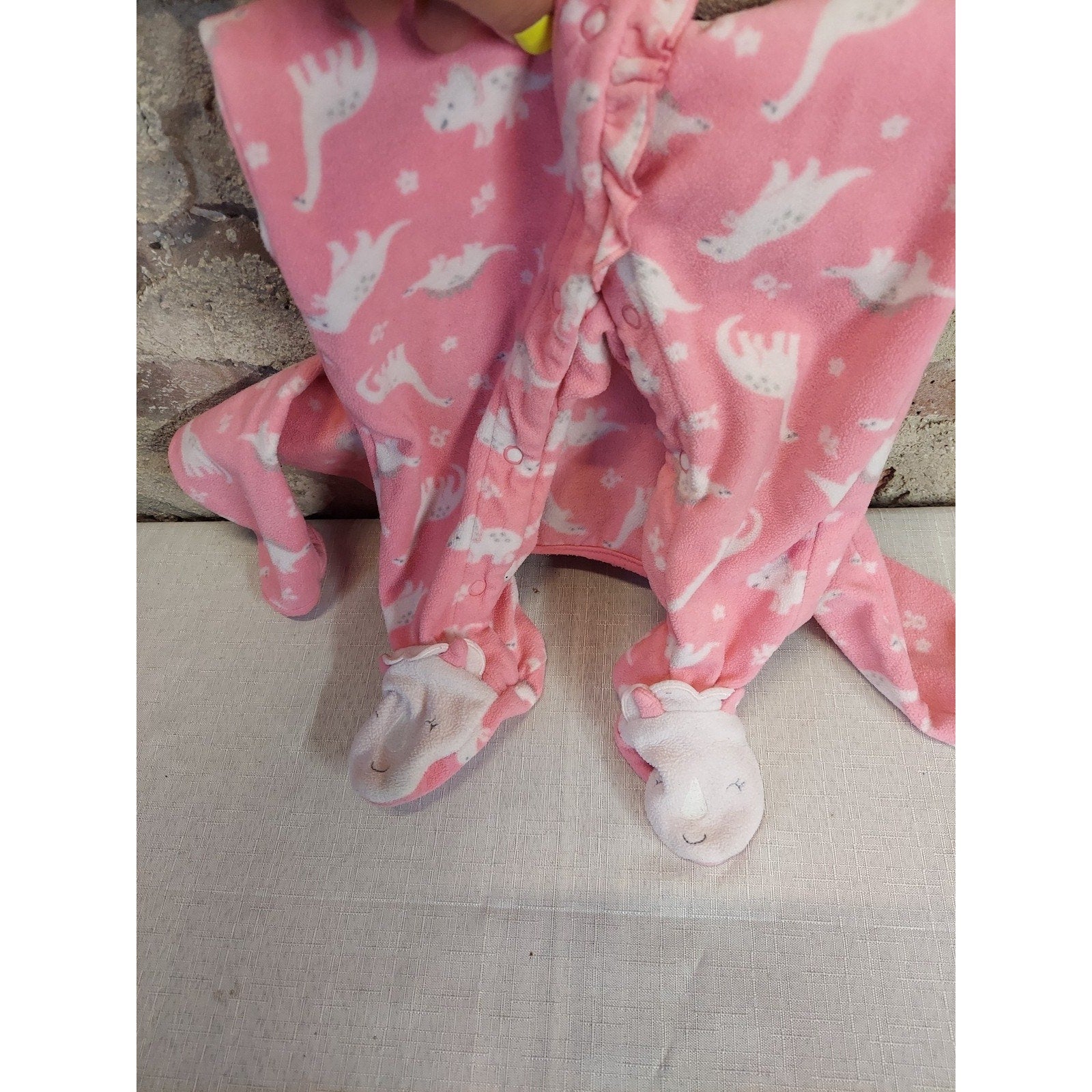 Just One You Carter's Baby Girls Infant 9M Pink Dinosaur Print Footie Sleeper