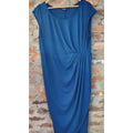 Torrid Womens Dress Size 1X 14 16 Blue Sleeveless Draped Faux Wrap Sheath