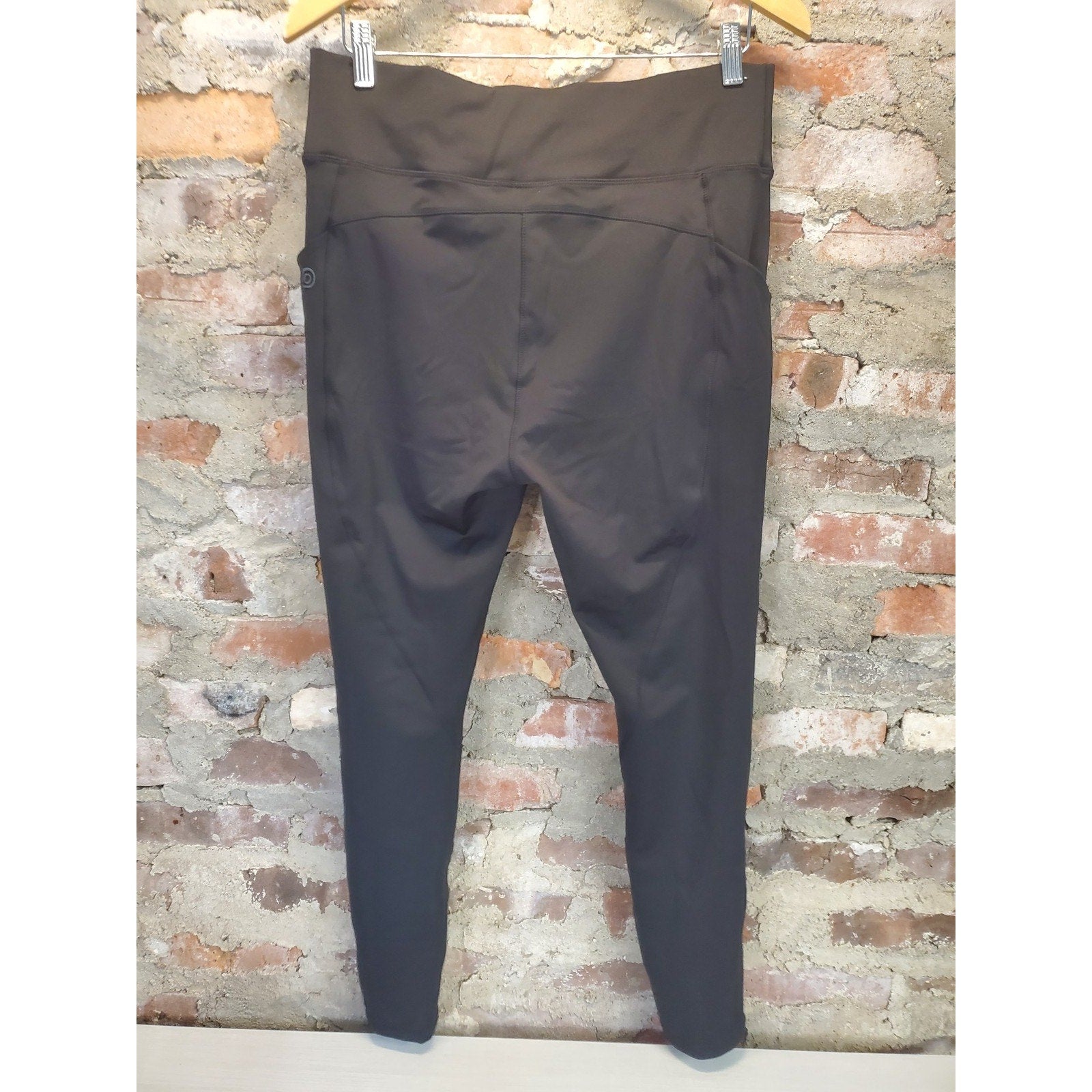 POPFIT Womens Leggings 3XL Black Ribbed Moto High Waist Pockets Athletic