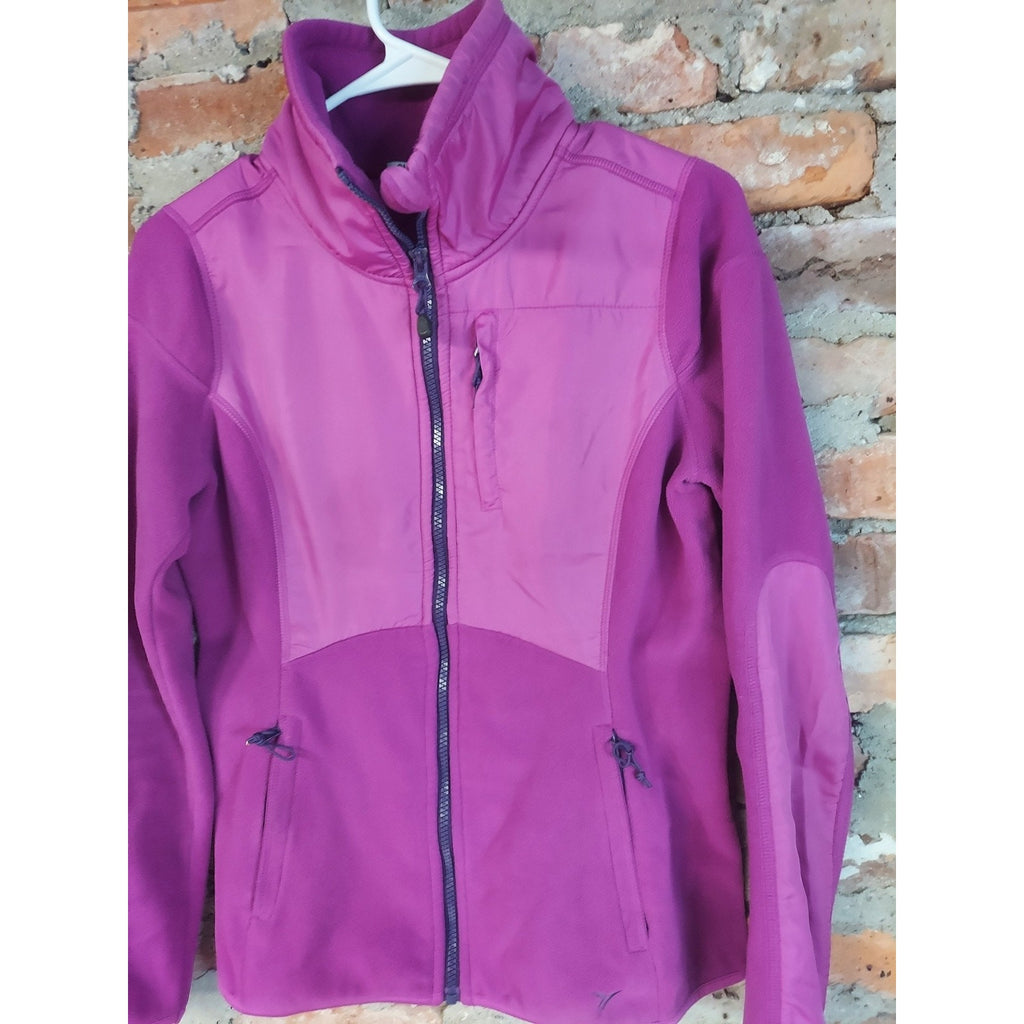 Old Navy Womens Fleece Jacket Small Petite Purple Colorblock Full Zip Pockets