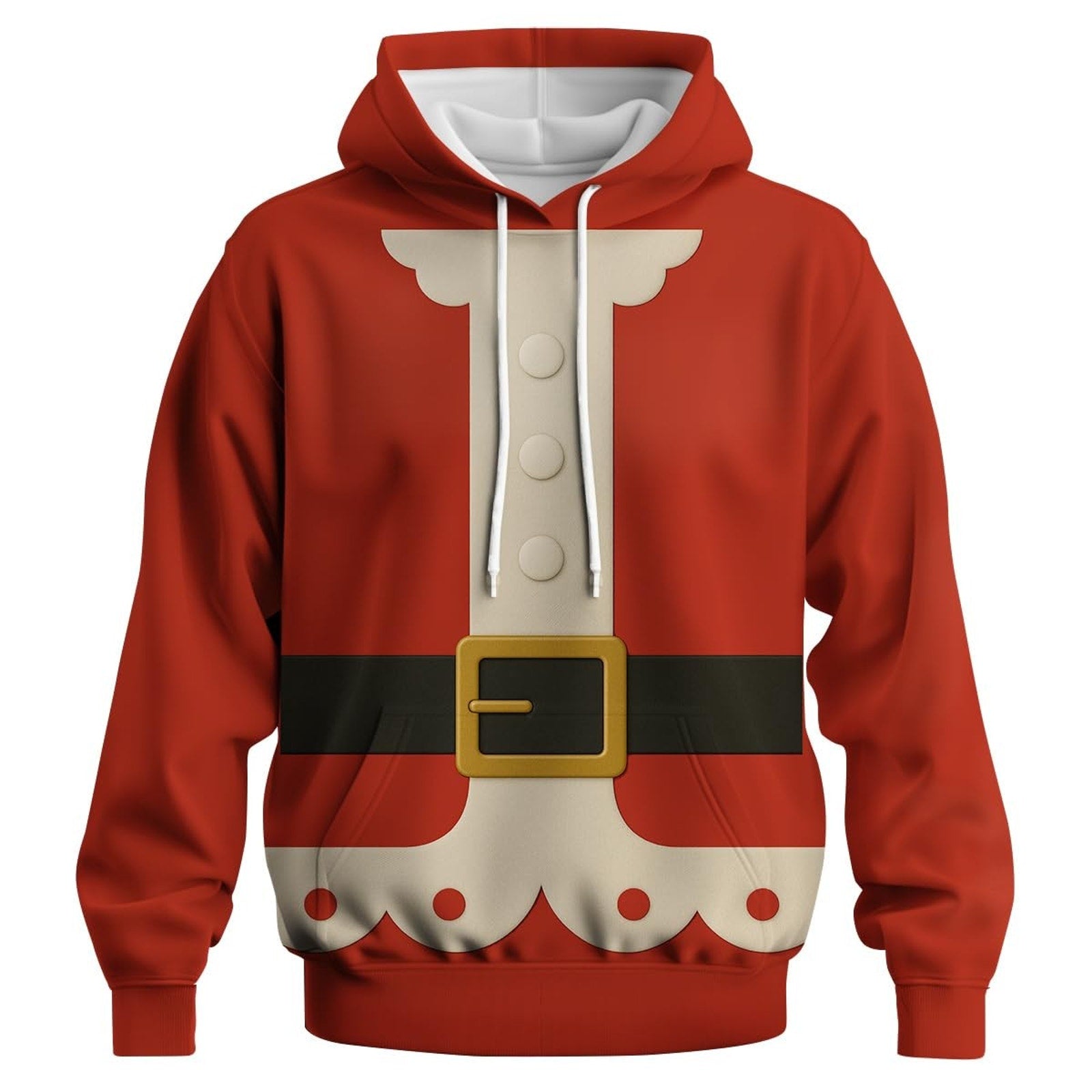 Santa Suit Hoodie Mens Sz S Small Red Christmas Holiday Pullover Sweatshirt