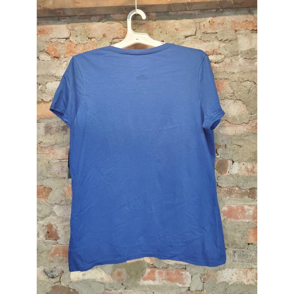 Majestic Womens Philadelphia Phillies T Shirt L Blue V Neck Graphic NWT MLB