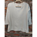 L.L.Bean Womens V Neck 3/4 Sleeve Top XL White Knit Casual Pullover