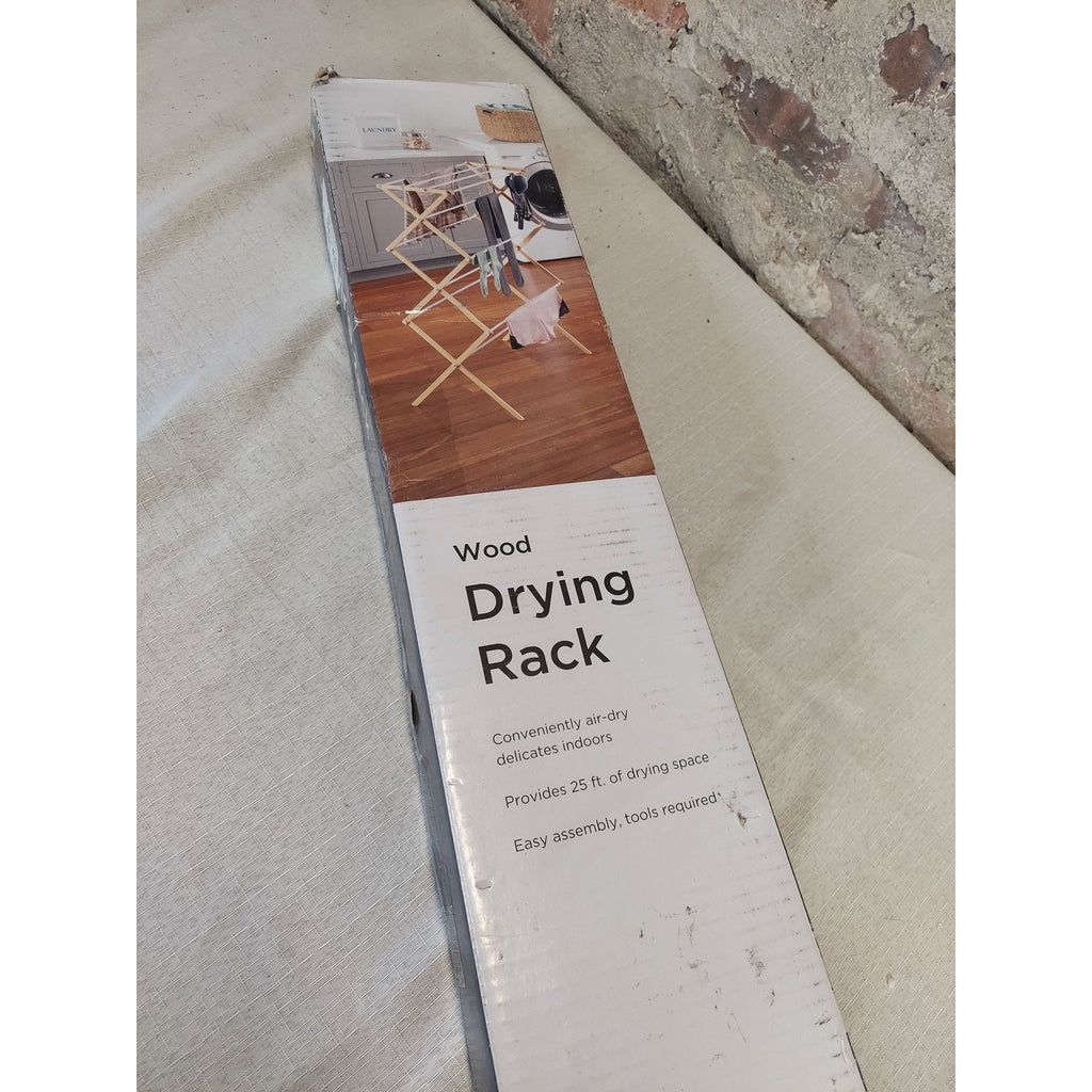 Wood Drying Rack Folding Clothes Hanger Laundry Air Dry Indoor 25ft Space