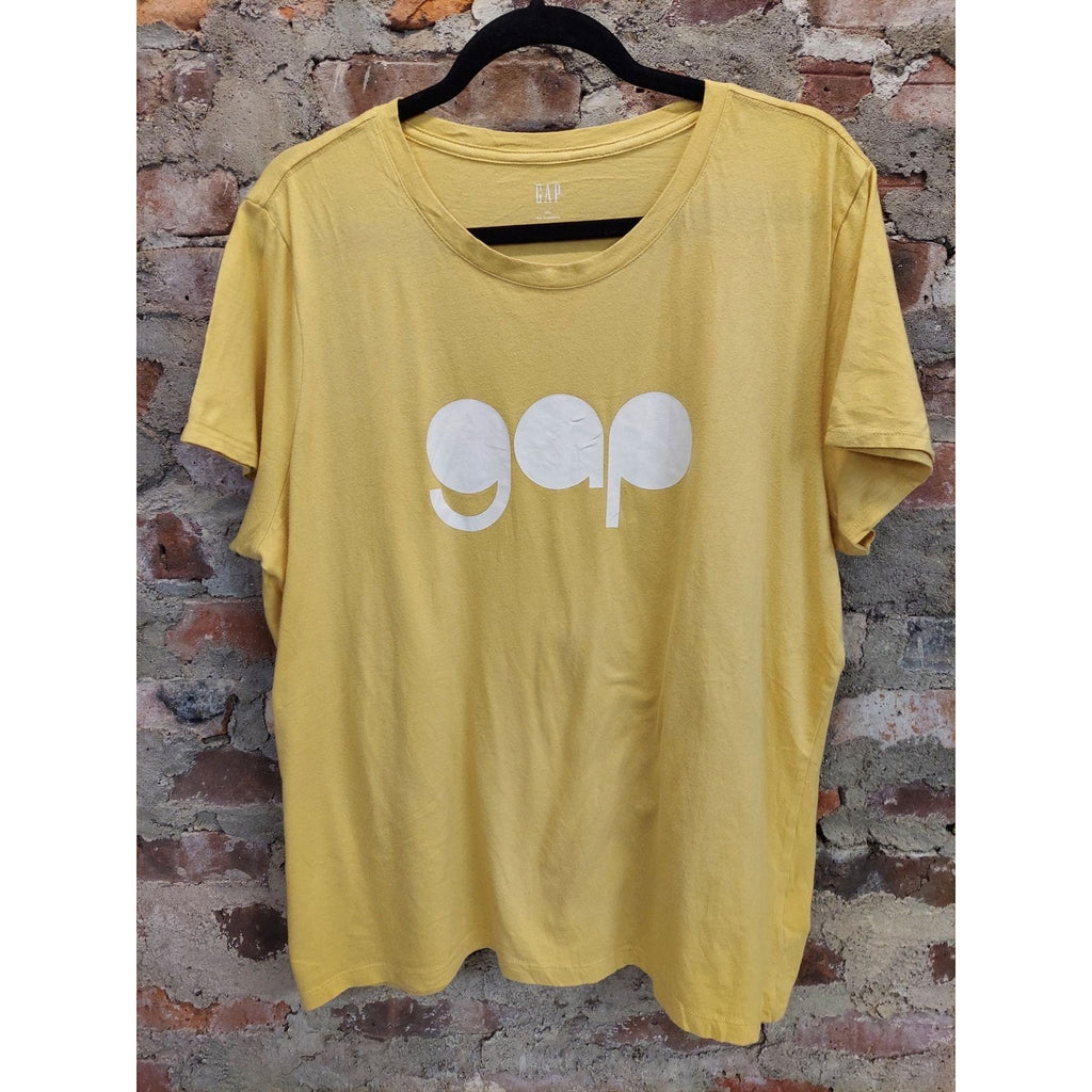 Gap Womens T-Shirt XXL Yellow Logo Graphic Tee Crewneck Short Sleeve