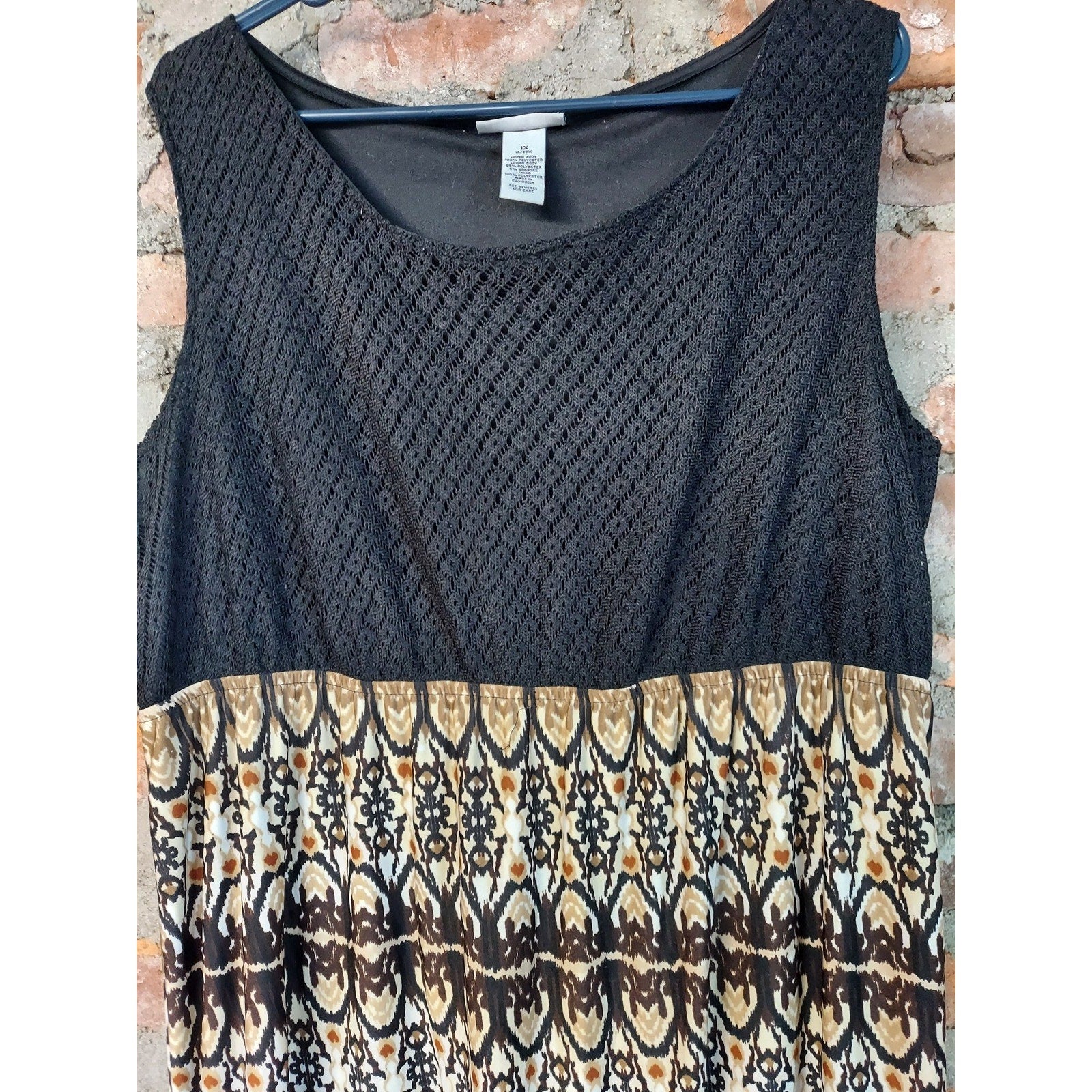 Catherines Womens 1X Maxi Dress Black Multicolor Tiered Sleeveless