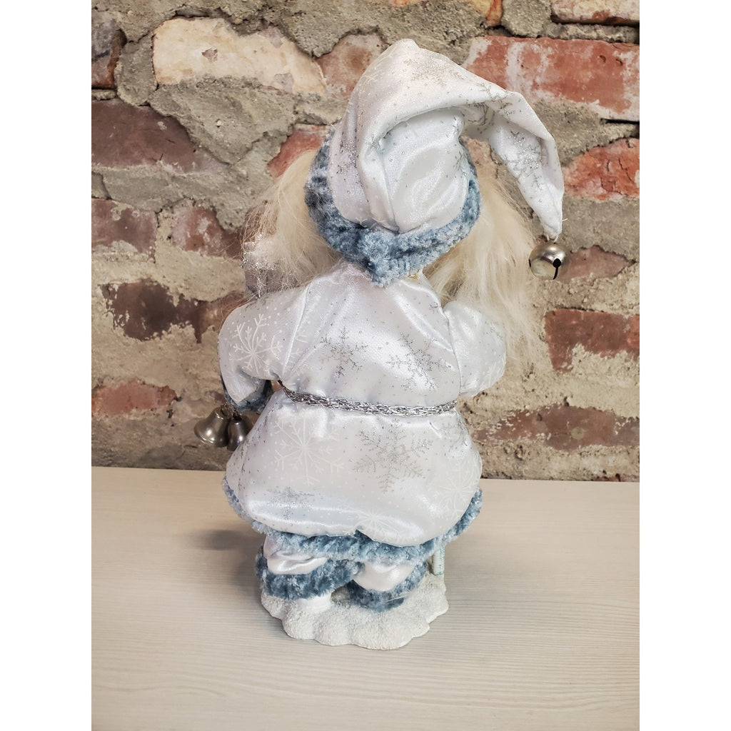 Santa Claus Figure Winter Christmas Silver Blue White Beard 13.5 Inch Holiday