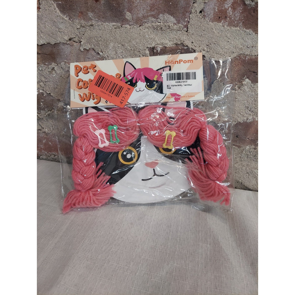 HenPom Pet Cosplay Wig Cat Dog Pink Braids Funny Costume Hair Photo Prop