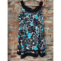 Jones Studio Womens Plus Size Dress 18W Black Teal Floral Sleeveless V Neck