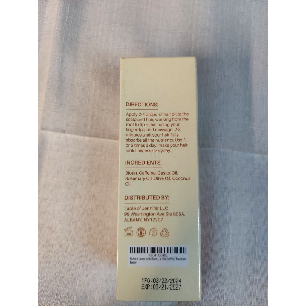 Venanoci Hair Growth Oil Biotin Castor Rosemary For Thinning Hair Loss 1.7 oz