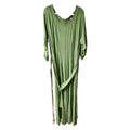 Ashley Stewart Womens Dress 22/24W Green Belted Ruched Sleeve Maxi Rayon