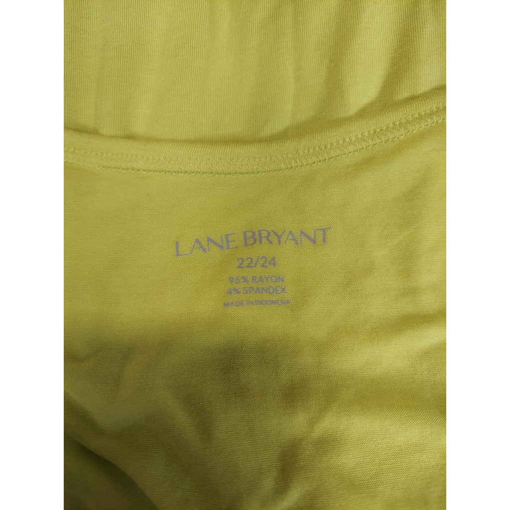 LANE BRYANT Womens Tank Top 22/24 Neon Yellow Rayon Stretch Plus Size