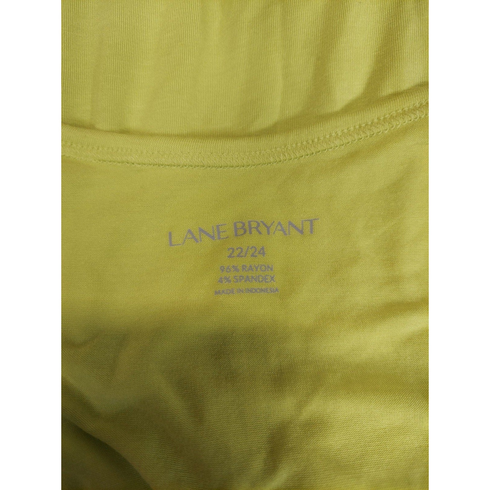 LANE BRYANT Womens Tank Top 22/24 Neon Yellow Rayon Stretch Plus Size