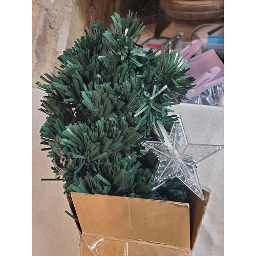 5 Foot Fiber Optic Christmas Tree Pre Lit LED Star Tabletop Holiday Green