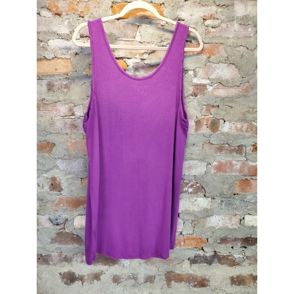 Terra & Sky Womens Plus Size Tank Top 2X 16W 18W Purple Ribbed Scoop Neck
