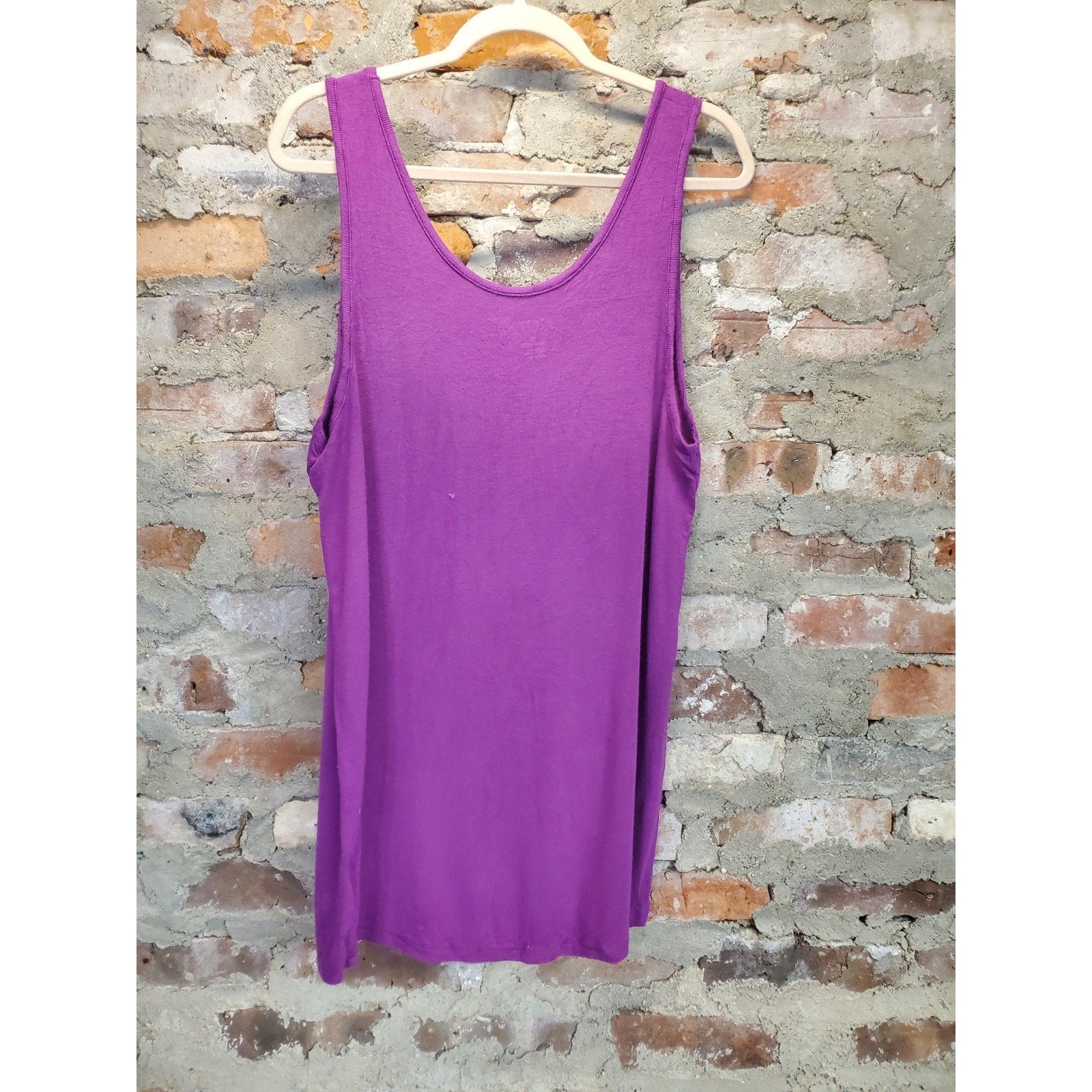 Terra & Sky Womens Plus Size Tank Top 2X 16W 18W Purple Ribbed Scoop Neck