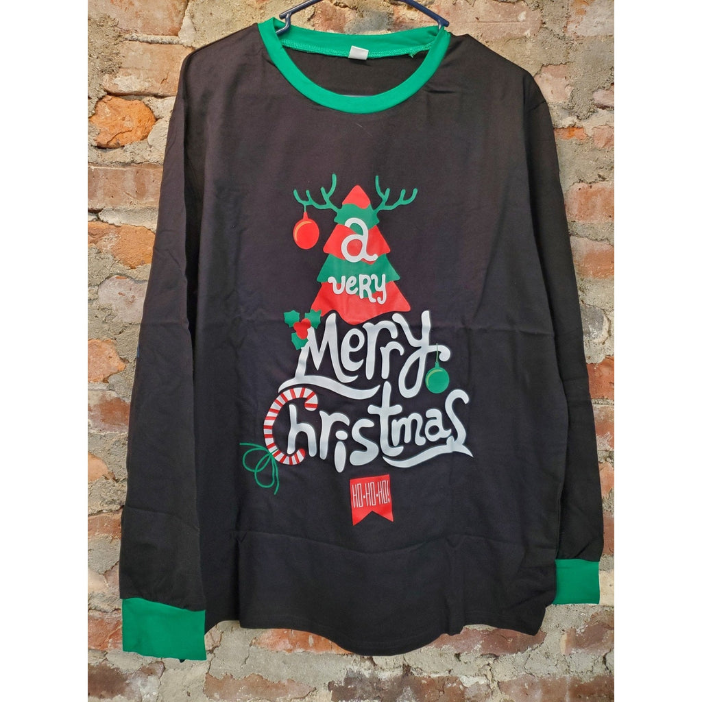 Mens M Christmas Pajama Set Black Green Plaid Holiday Sleepwear Long Sleeve