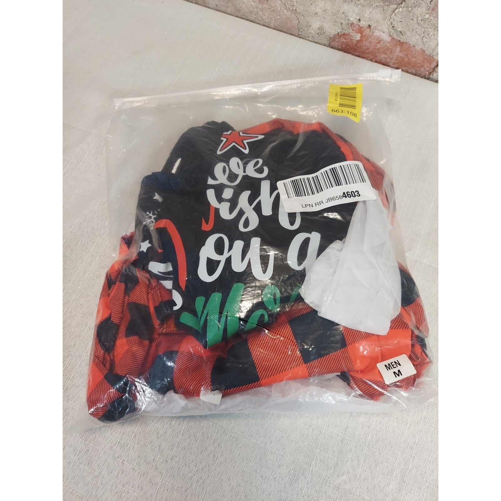 Boys Sz 12 Christmas Pajamas Set Red Black Buffalo Plaid Merry Christmas Graphic