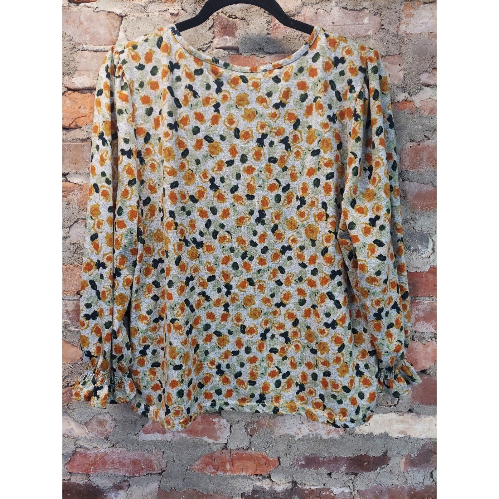 ZAC & RACHEL Womens Blouse XL Multicolor Floral Print V Neck Long Sleeve Ruffle