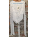 Gjq Womens Long Sleeve Sheer Textured Tie Front Crop Top XS White New NWT