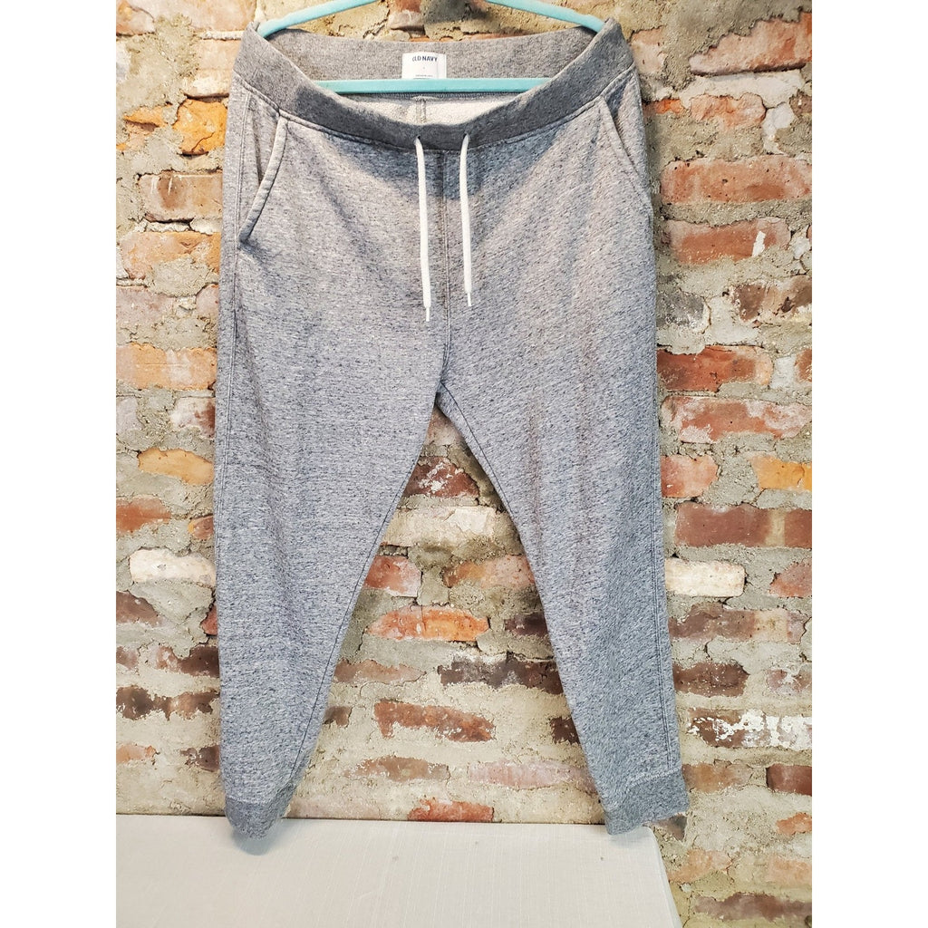 Old Navy Mens Jogger Sweatpants Size L Heather Gray Drawstring Elastic Cuff