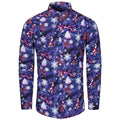FOHMR Mens Christmas Snow Print Novelty Button Down Long Sleeve Shirt S Small