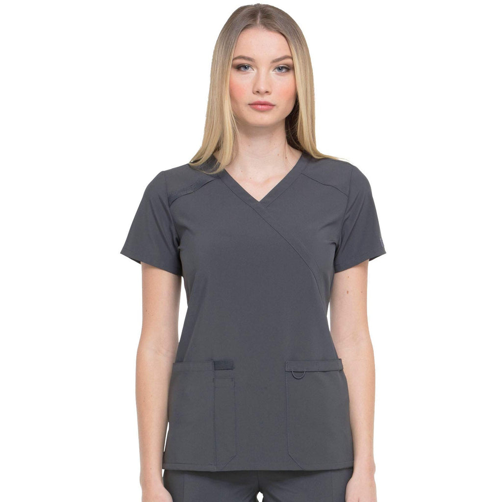 Dickies Womens Scrub Top XL Gray EDS EDS Essentials Stretch Crossover V Neck