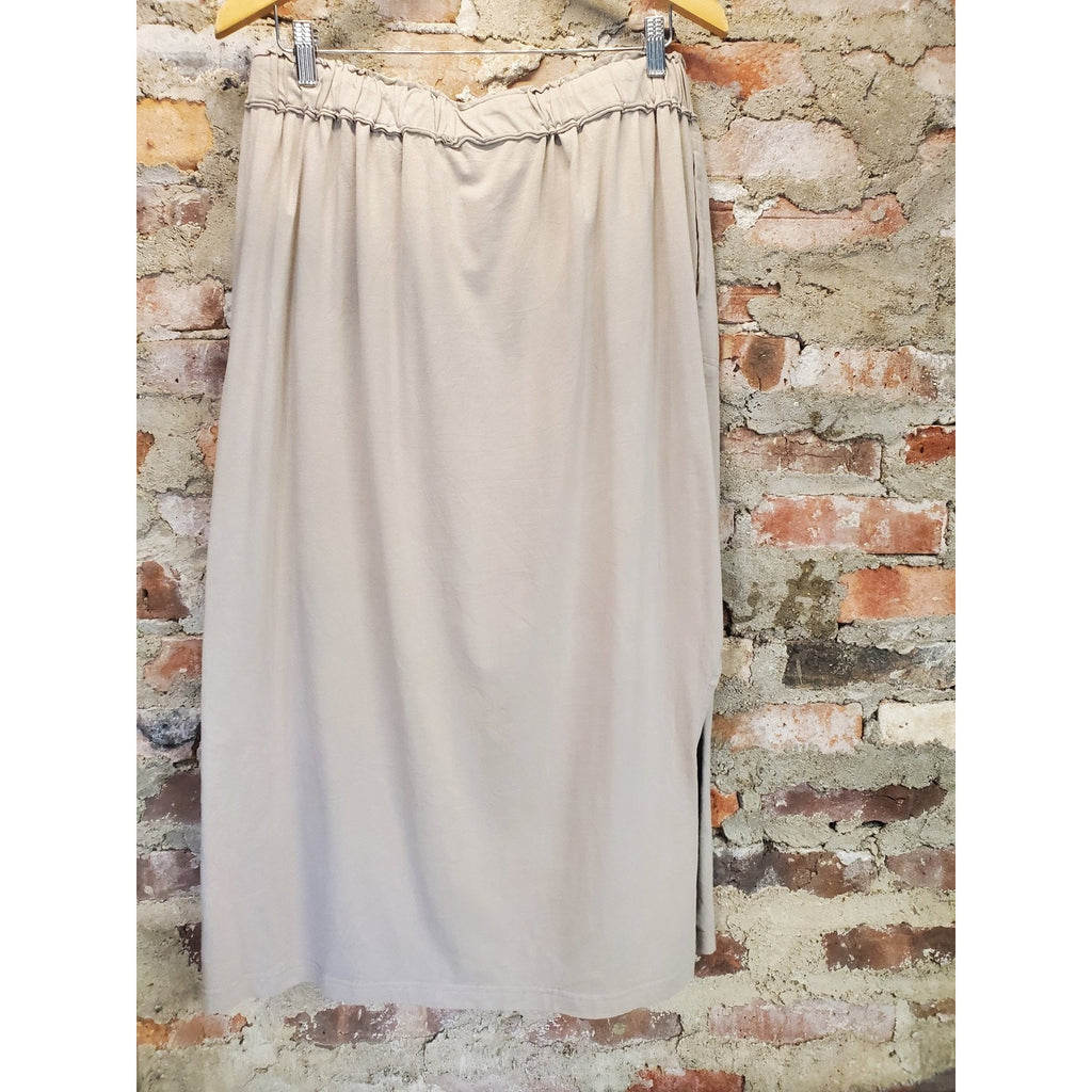 Womens Maxi Skirt XXL Grey Elastic Waist Drawstring Pockets Cotton Blend