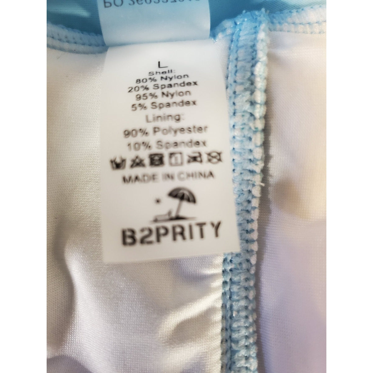 B2PRITY Womens Swimdress One Piece L Light Blue Ruched Tummy Control V Neck NEW