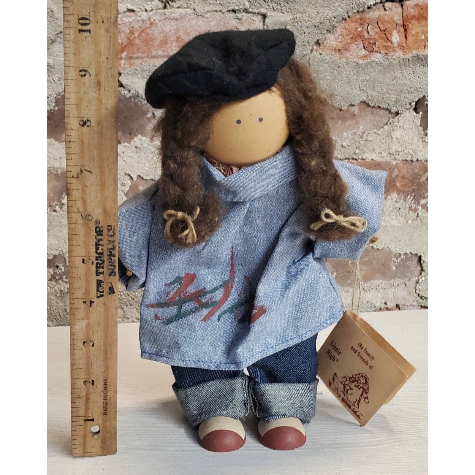 Lizzie High Doll Handcrafted Vintage 1991 Beret Braids Denim Outfit 9 Inch
