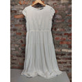 ZESICA Womens Dress XXL White Smocked Bodice Tiered Flutter Sleeve Midi