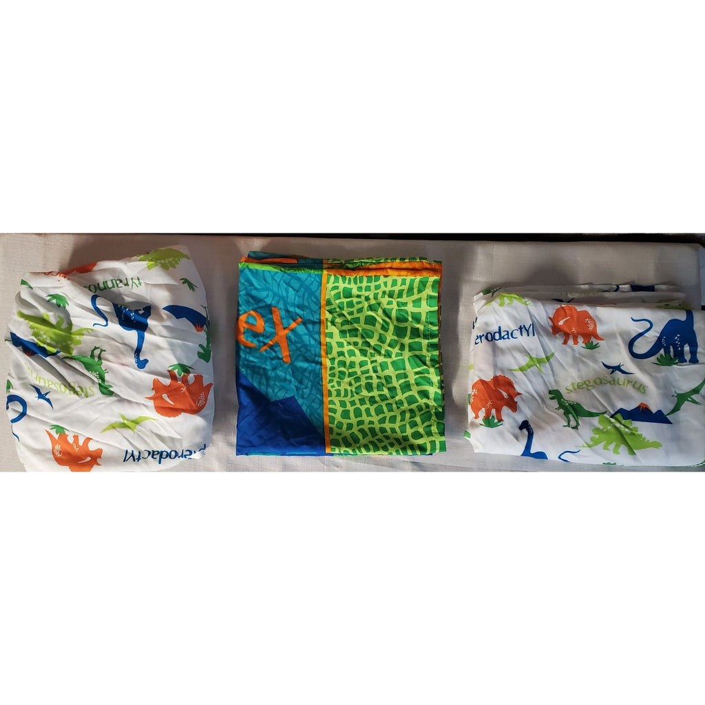 Kids Dinosaur Sheet Set Lot 3 Piece Set Toddler Bed Crib Mattress Pillow Sham