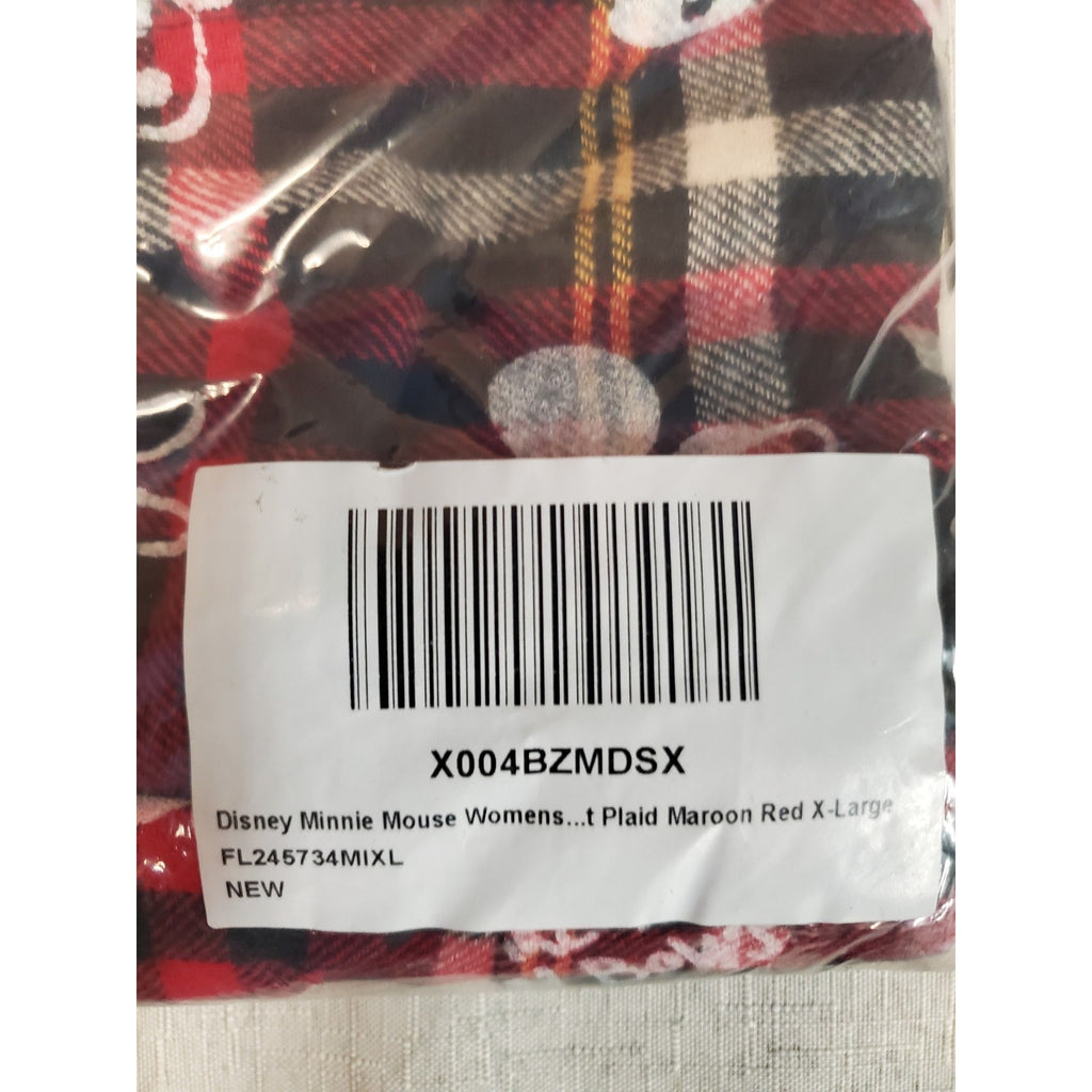 Disney Minnie Mouse Womens Pleated Skirt XL X-Large Maroon Red Plaid
