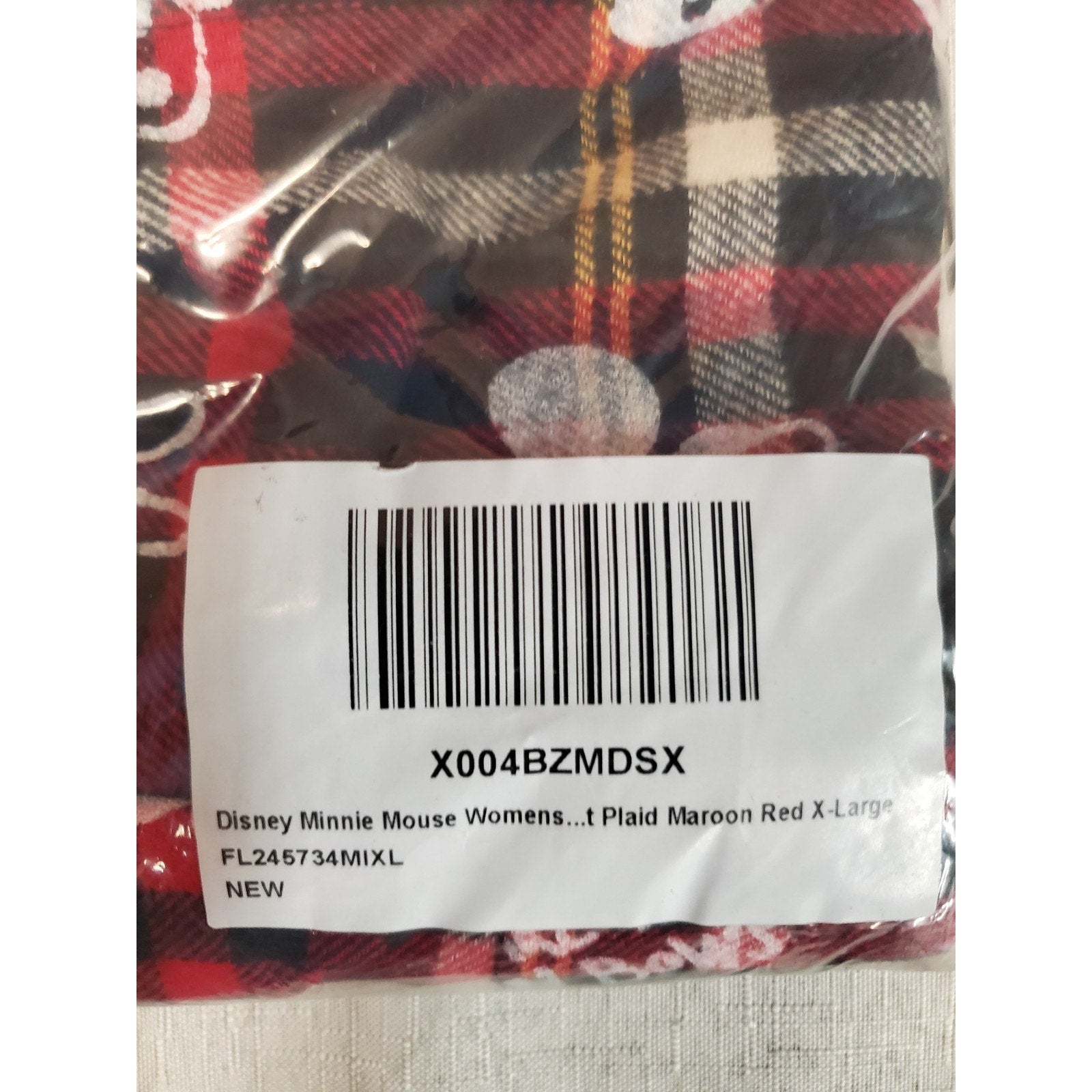 Disney Minnie Mouse Womens Pleated Skirt XL X-Large Maroon Red Plaid
