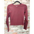 Hollister Womens Long Sleeve Crop Top M Long Maroon Crew Neck Shirt