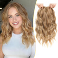 Womens Blonde Wavy Hair Topper 16 Inch 6.5x6.5 Base Full Volume Clip In