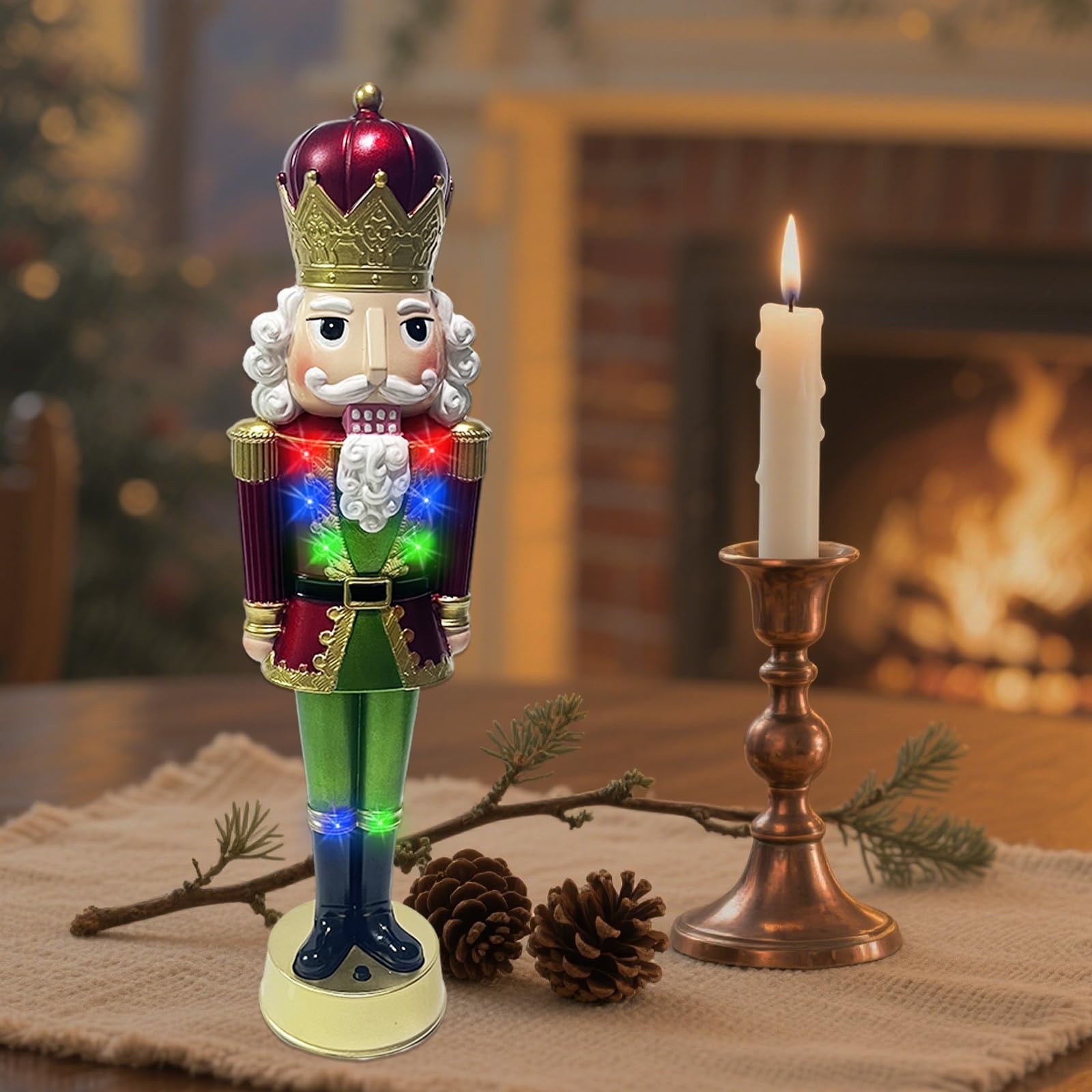 Nutcracker Christmas Holiday LED Lights Light Up Decor Figurine Red Green Gold