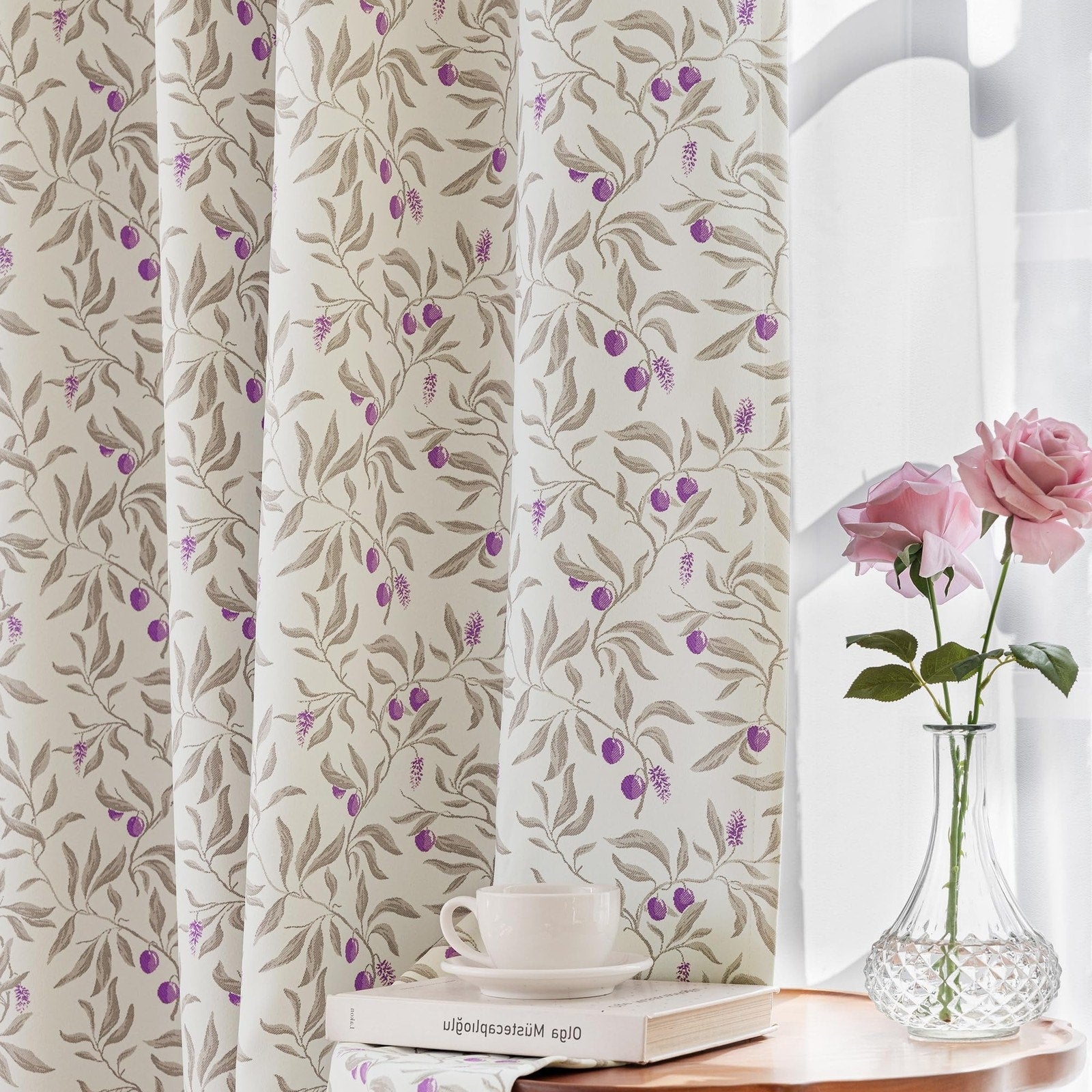 ugoutry Blackout Curtains Red Berry Botanical Grommet 96 In Length New 2 panels