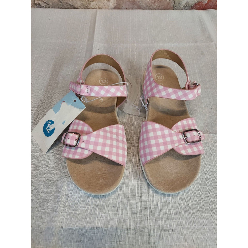 Cat & Jack Girls Footbed Sandals Size 12 Pink White Gingham NWT Shoes Checkered
