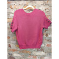 ARACH&CLOZ Womens Pink Short Sleeve Button Sleeve Ribbed Knit Pullover Sweater S