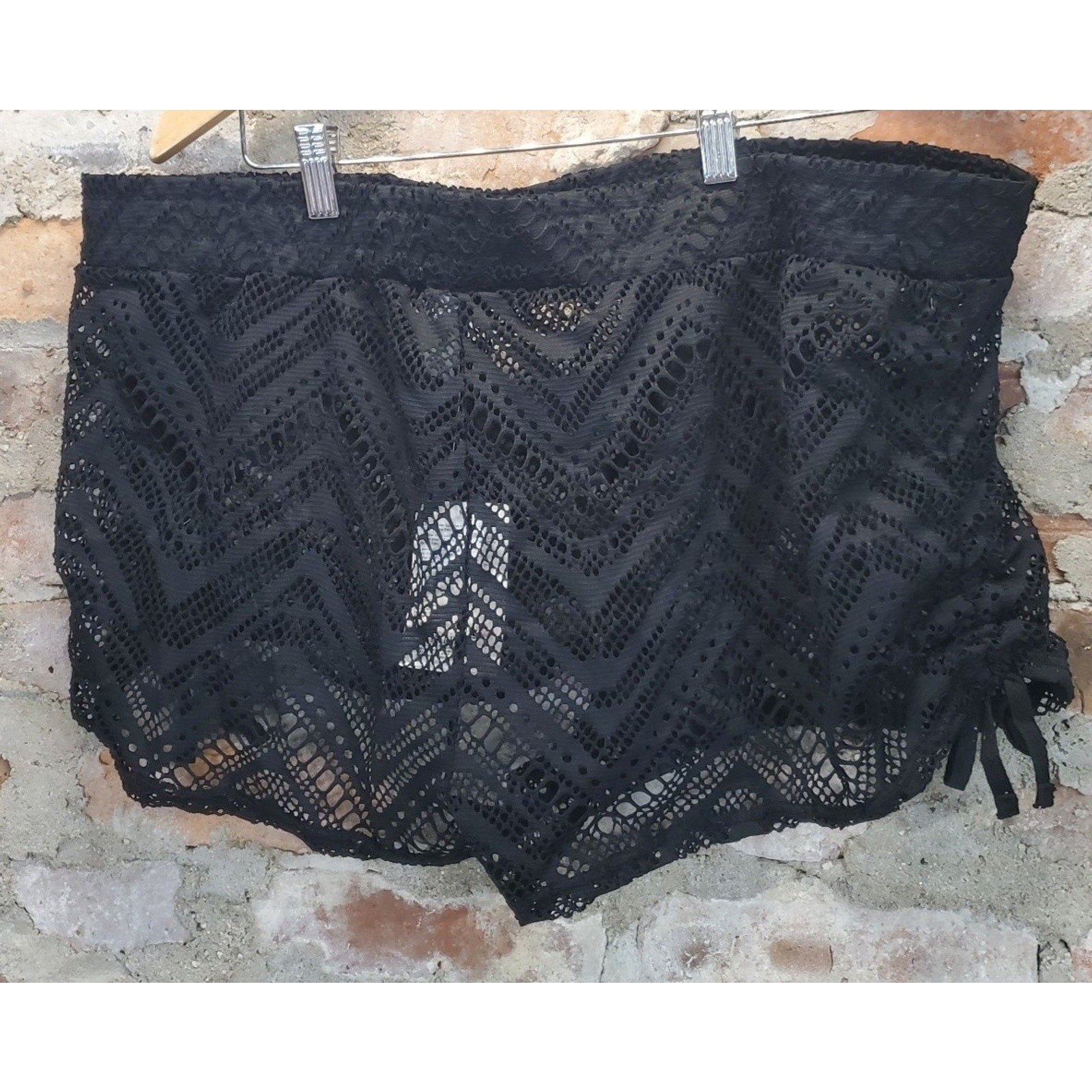 Swim Mixers Womens Swim Shorts Cover Up XXL Black Crochet Lace Beachwear