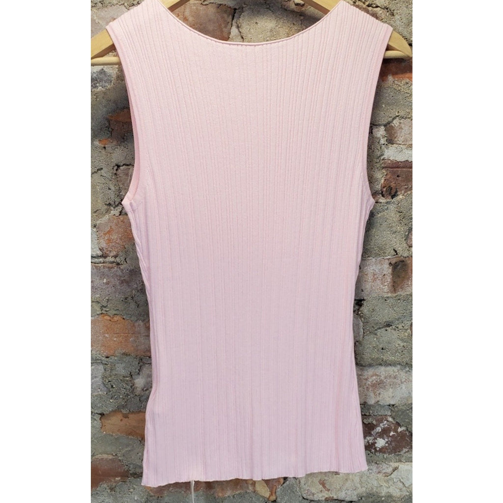 TIPS Womens Sleeveless Top M Pink Ribbed Knit NWT Viscose Polyamide